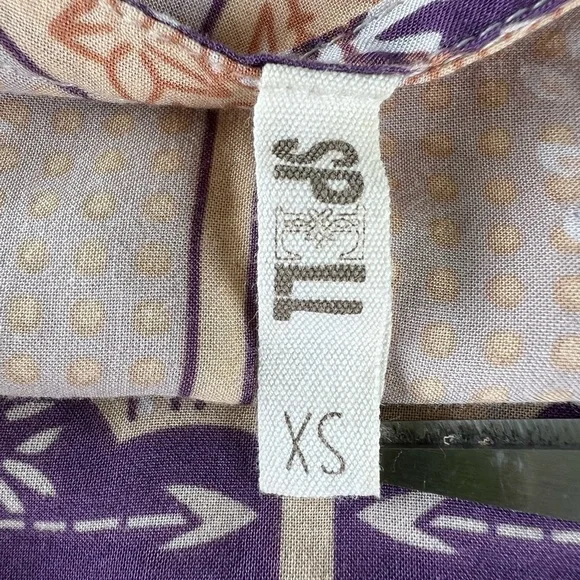 Spell Xanadu Mini Play Dress Gold Dust XS Peacocks Boho Ruffle GUC - Picture 15 of 16